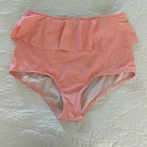 Kortni Jeane coral peplum high waisted swim bottom